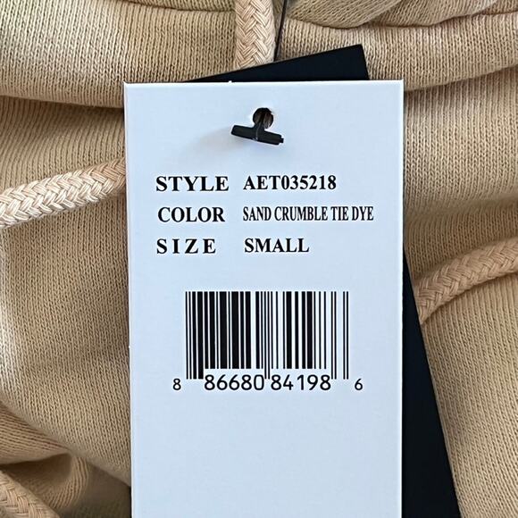 AFRM Fink Cropped Tie Dye Hoodie In Sand Crumble Women's Pullover Sweater Small - Picture 6 of 8